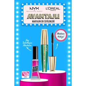 Nyx Professional Makeup the Brow Glue Instant Brow Styler - Şeffaf Kaş Sabitleyici Maskara & Lp Volume Million Lashes Feline Siyah Maskara