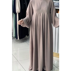 HANİQUE AÇIK VİZON AYROBİN PİLELİ TESETTÜR ELBİSE - MEVSİMLİK ELBİSE - VİZON SALAŞ ELBİSE - ŞIK RAHAT ELBİSE - TAM BOY TESETTÜR ELBİSE