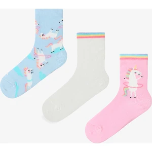 Çok Renkli Kız Çocuk Playful Unicorn 3lü Soket Çorap