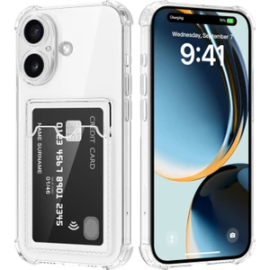 Case World Caseworld Apple iPhone 17 Kapak ile Uyumlu Kamera Korumalı Kartlıklı Darbe Emici Özellikli Şeffaf Silikon Kılıf