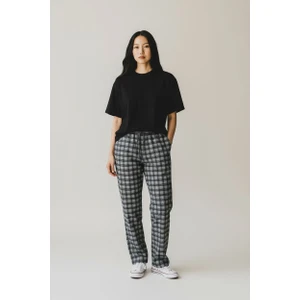 Kadın Ekose Desen Kışlık Pantolon