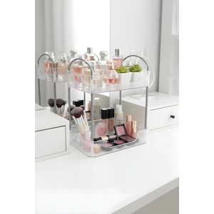 S & T HOME Iki Katlı Gümüş Detaylı Makyaj Organizeri | Kozmetik & Takı Düzenleyici