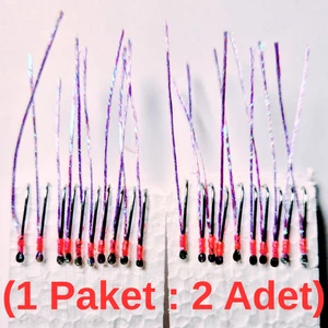 Çapari İstavrit Çaparisi, 20x12 Beden, Mor Sim, 11 No Beyaz İğne, 10 İğneli Çapari 2li Paket