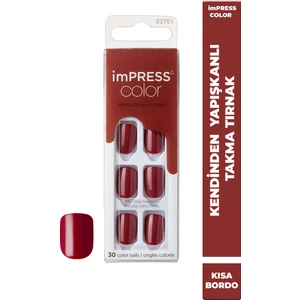İmpress Color Kendinden Yapışkanlı Takma Tırnak Kısa Bordo