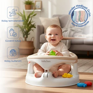 Yandan Açılır Banyo ve Mama Oturağı & Minder 2'li Set Taş