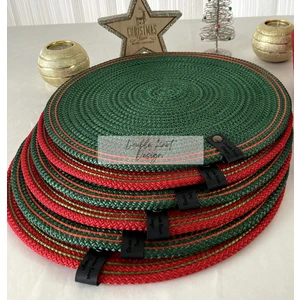 Double Knot Design 4 Adet  Amerikan Servis Supla Tress Jüt Hediyelik Sunum Davet Masa Düzeni