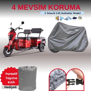 Çift Koltuklu 3 Kişilikli 3 Tekerlekli Elektrik Motosiklet Brandası Su Geçirmez Lastikli