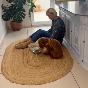 Cool Halı Vime 01R Natural Yuvarlak Jüt Halı Yolluk El Dokuma Jüt Kilim Hasır Halı Otantik Bohem Halı