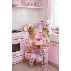 Merry See Kısa Kollu Alt Uzun Donut Baskılı Pijama Takımı