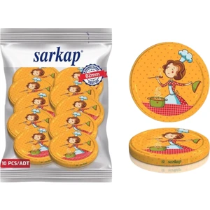Hijyenik Paketli 10 Adet Kavanoz Kapağı Aşçı Kadın Turuncu 82 mm