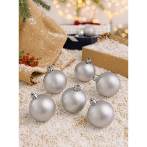 Parti Adresi Yılbaşı Topu Kutulu Çam Ağacı Süsü Gümüş Renk 4 cm 6'lı