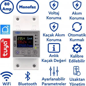 80A Wifi Akıllı Kaçak Akım Rölesi Tomzn 80A Wifi Voltaj Akım Koruyucu Röle TOMPD-80LW