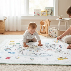 Eğitici Sağlıklı Dünya Haritalı Oyun Halısı - Küçük Gezgin - Çantalı