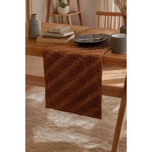 Punch Yıkanabilir Sofra, Masa, Salon, Mutfak ve Sehpa Masa Runner Zigzag Taba