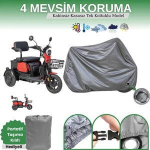 Gri Kilit Uyumlu 3 Tekerli Elektrikli Motosiklet Brandası Moped Brandası