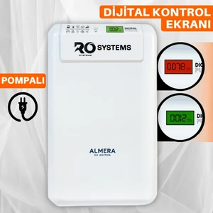 ALMERA SU ARITMA Dijital TDS Ekranlı Pompalı PH Alkali Mineral Eklentili Çelik Tanklı Premium Su Arıtma Cihazı