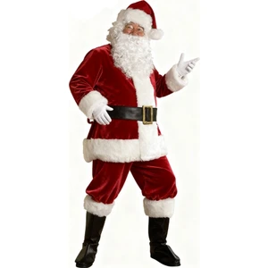 Yetişkin Noel Baba Kostümü Lüks Kadife