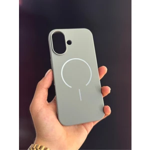 İphone 17 Uyumlu Gri Pro Sert Silikon ve İçi Kadife Magsafe Kılıf