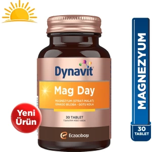 Mag Day 30 Tablet Magnezyum Sitrat &malat, Gotu Kola, Ginkgo Biloba, B6 Vit -Sabah/ Gündüz Magnezyum