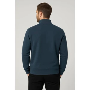 Regular Fit Yarım Fermuarlı Dik Yaka Basic Sweatshirt