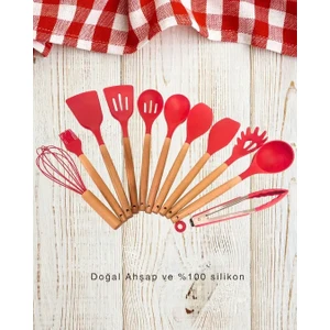 Bambu Saplı Silikon 11 Parça Mutfak Seti
