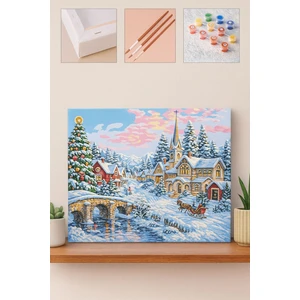 ORENDA HOBİ SANAT SAYILARLA BOYAMA Kasabada Yeni Yıl 40*50 cm Tuval