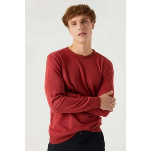 D'S Damat Ds Damat Regular Fit Nar Çiçeği Tüylenme Yapmayan Bisiklet Yaka Pamuklu Triko Kazak