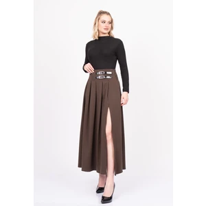Elegancebelt Slit Skirt – Premium Pileli & Yırtmaçlı Etek 6829