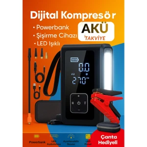 Akü Takviye Cihazı Taşınabilir Araç Motosiklet,top Vs Şişirme Pompası Hava Kompresörü