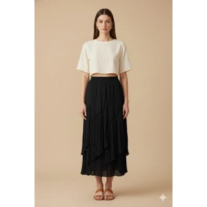 5475 Viola Parçalı Kırıştırma Etek