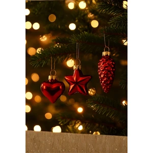 Via Gardenia Mix Kalp Kozalak Yıldız Kırmızı Yılbaşı Süsü 3 cm