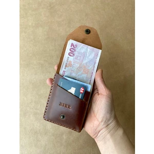 Alesta Leather (Isim Yazıyoruz) El Yapımı Deri Modern Erkek Cüzdanı Kartlık