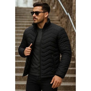 Erkek Kışlık Trend Siyah Kapitone Şişme Mont