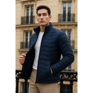 Erkek Premium Basic Kapitone Lacivert Şişme Mont