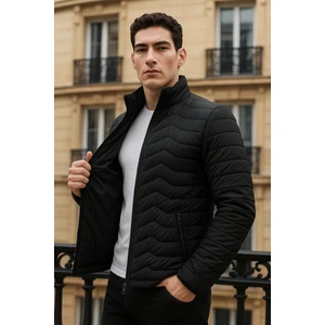 Erkek Premium Basic Kapitone Siyah Şişme Mont