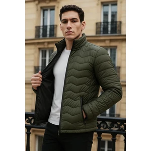 Erkek Premium Basic Kapitone Haki Şişme Mont