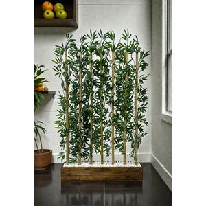 Fupe Shop Yapay Çiçek Kalın Bambu Çubuk Ahşap Saksı Ceviz Seperatör Paravan