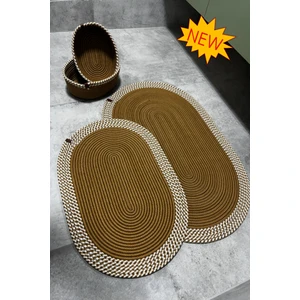 Serra 4’lü Banyo Seti – 2’li Oval Paspas & 2’li Oval Sepet, Doğal Halat Dokuma, El Yapımı - Premium