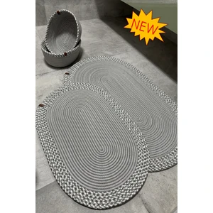 Serra 4’lü Banyo Seti – 2’li Oval Paspas & 2’li Oval Sepet, Doğal Halat Dokuma, El Yapımı - Premium