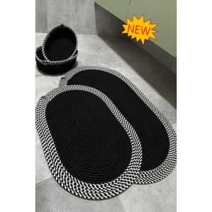 Serra 4’lü Banyo Seti – 2’li Oval Paspas & 2’li Oval Sepet, Doğal Halat Dokuma, El Yapımı - Premium