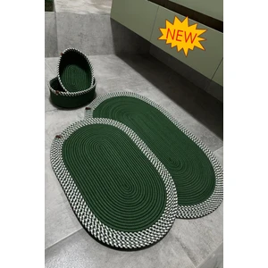 Serra 4’lü Banyo Seti – 2’li Oval Paspas & 2’li Oval Sepet, Doğal Halat Dokuma, El Yapımı - Premium