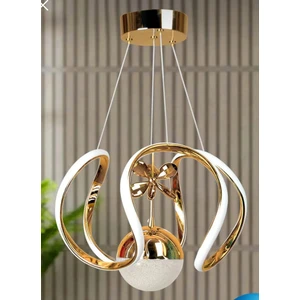 Tek Toplu Gold Kaplamalı 3 Renk Ledli Avize