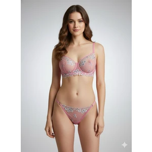 Floral Işlemeli Tül Sütyen Takımı