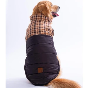 Kahverengi Elgin Paws Ekose Desen Yelek Büyük Irk Köpek Yeleği Köpek Kıyafeti Köpek Yağmurluk