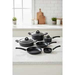 Melcor 9 Parça Granit Tencere Seti Siyah