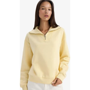 Regular Fit Yarım Fermuarlı Balıkçı Yaka Basic Düz Sweatshirt G4761AX25WN