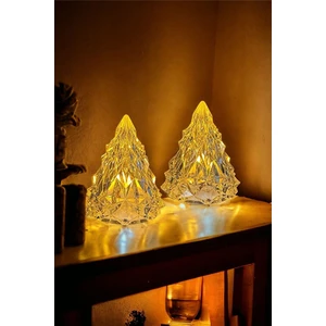 Tatlı Sebep  Kristal LED Çam Ağacı Mum Alevli Yapay Mum Pilli Yılbaşı Buzdağı LED Işık Abajur