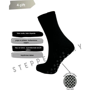 Steppe Berry 4 Çift Siyah Soket Pilates Çorabı