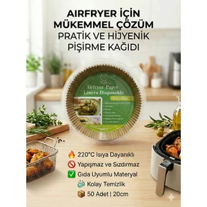 PS Peak Store Airfryer Pişirme Kağıdı 20 cm XXL (50 Adet) - Özel Saklama Kutulu - Büyük Boy (5L+) Modeller İçin - Ezilmez Kutu