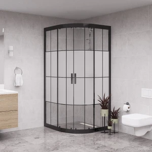 Black Luna 6mm Karolajlı Ortası Kumlamalı Oval Duşakabin